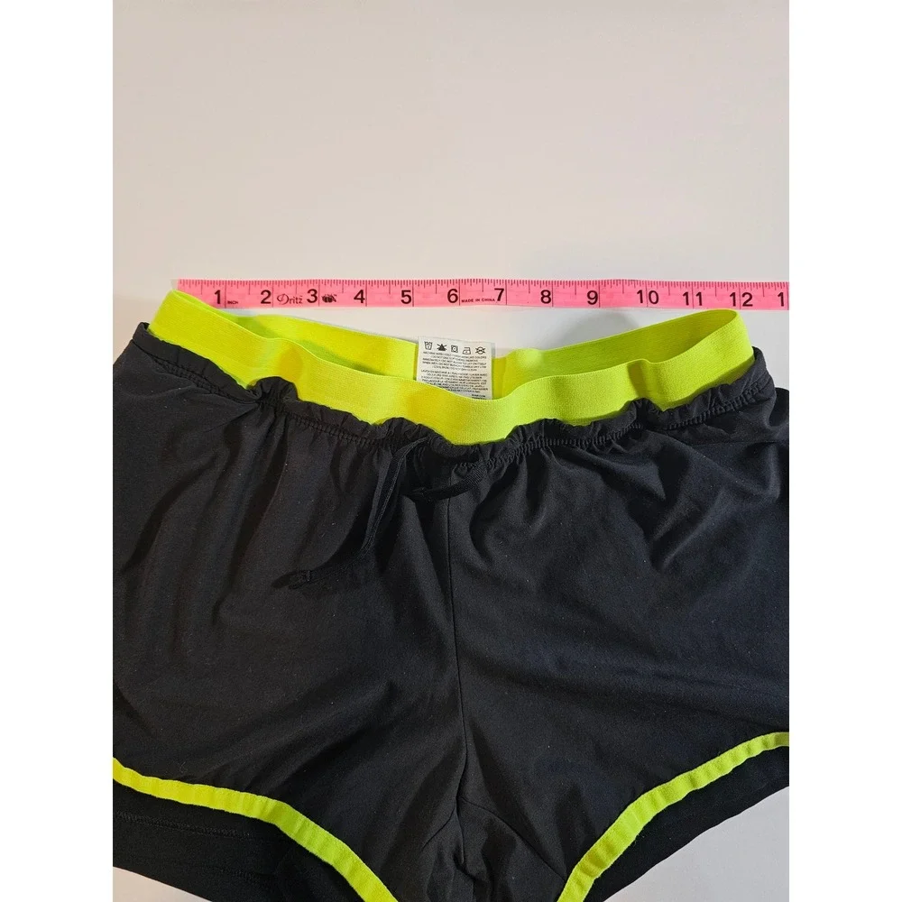 Nike Dri-FIT 2-in-1‎ Running Shorts Women S Black Neon Yellow Athletic Workout